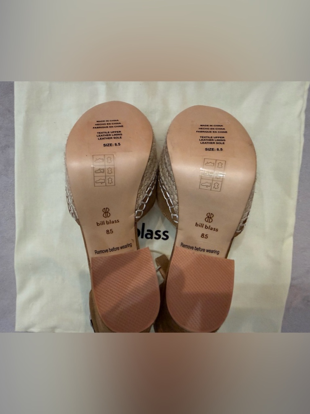 Bill Blass Floral Embroidered Platform Heels Women 8.5 Brown Suede Ankle Strap - Picture 8 of 11